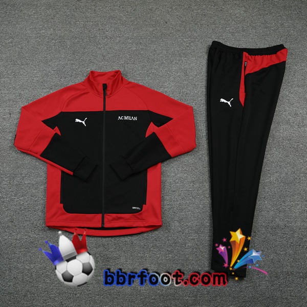Veste Survetement Foot AC Milan Rouge Noir 21/22