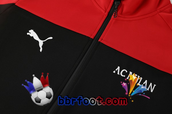 Veste Survetement Foot AC Milan Rouge Noir 21/22