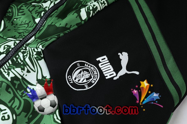 Veste Survetement Foot Manchester City Vert Noir 21/22