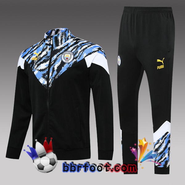 Survetement Foot Manchester City Enfant Noir Bleu 21/22