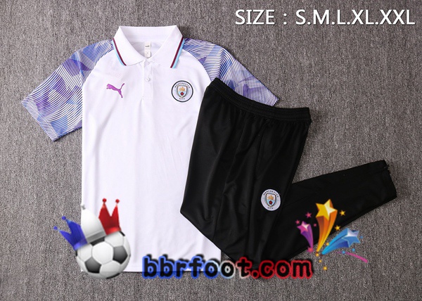 Polo Foot Manchester City + Pantalon Blanc 20/21