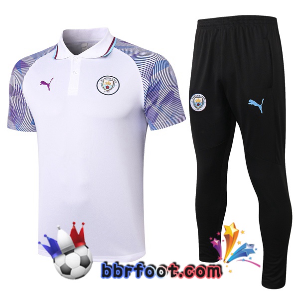 Polo Foot Manchester City + Pantalon Blanc 20/21