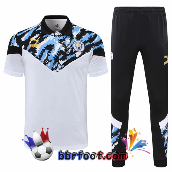 Polo Foot Manchester City + Pantalon Blanc 20/21