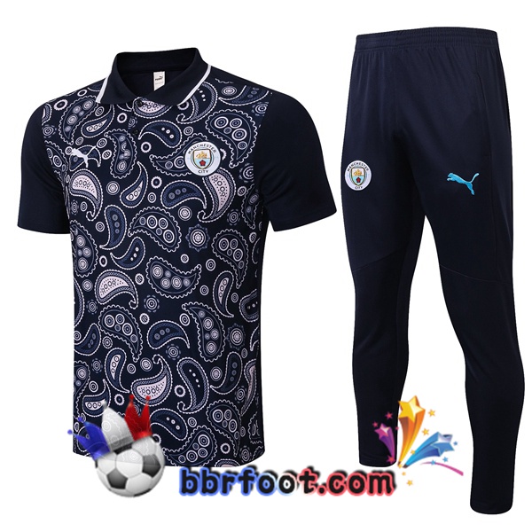 Polo Foot Manchester City + Pantalon Bleu Royal 20/21