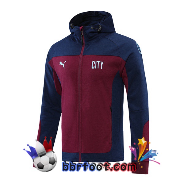 Sweatshirt à Capuche Manchester City Rouge Bleu Royal 20/21