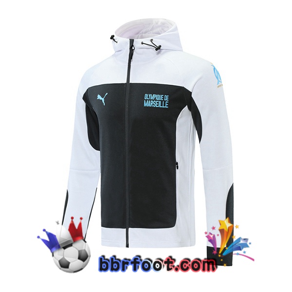 Sweatshirt à Capuche Marseille OM Blanc Noir 20/21