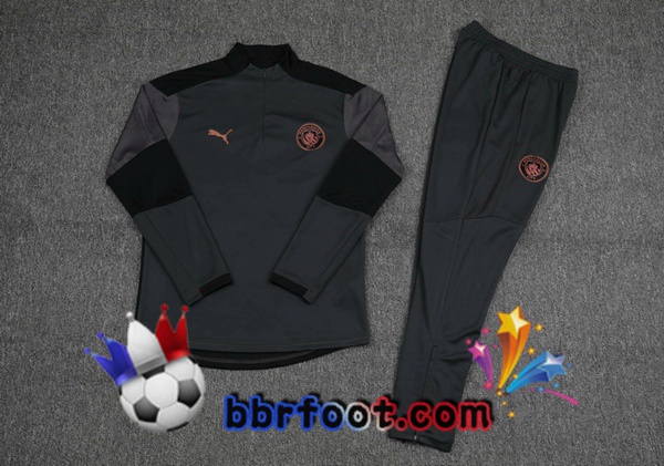 Survetement Foot Manchester City Gris Noir 20/21