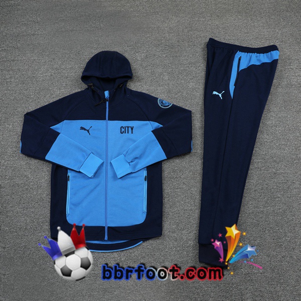 Veste A Capuche Survetement Foot Manchester City Bleu 20/21
