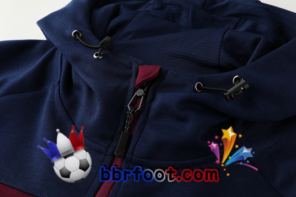 Veste A Capuche Survetement Foot Manchester City Rouge Bleu Royal 20/21