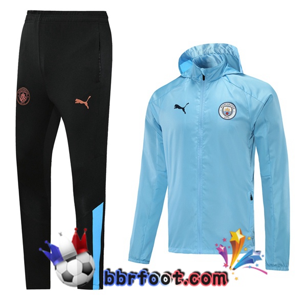 Coupe Vent Survetement Foot Manchester City Bleu 20/21