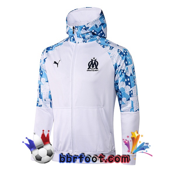 Coupe Vent Marseille OM Blanc Bleu 20/21
