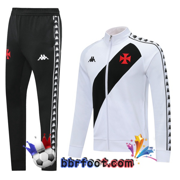 Veste Survetement Foot CR Vasco da Gama Blanc Noir 20/21