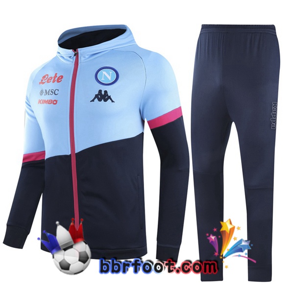 Veste A Capuche Survetement Foot SSC Naples Bleu 20/21