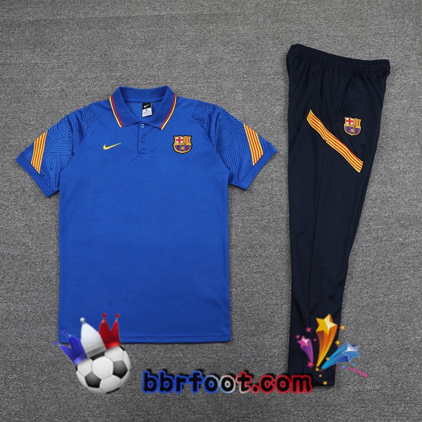 Polo Foot FC Barcelone + Pantalon Bleu 21/22