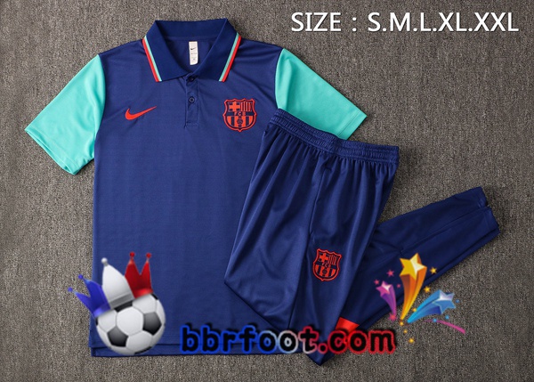 Polo Foot FC Barcelone + Pantalon Bleu 21/22
