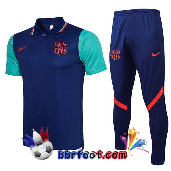 Polo Foot FC Barcelone + Pantalon Bleu 21/22