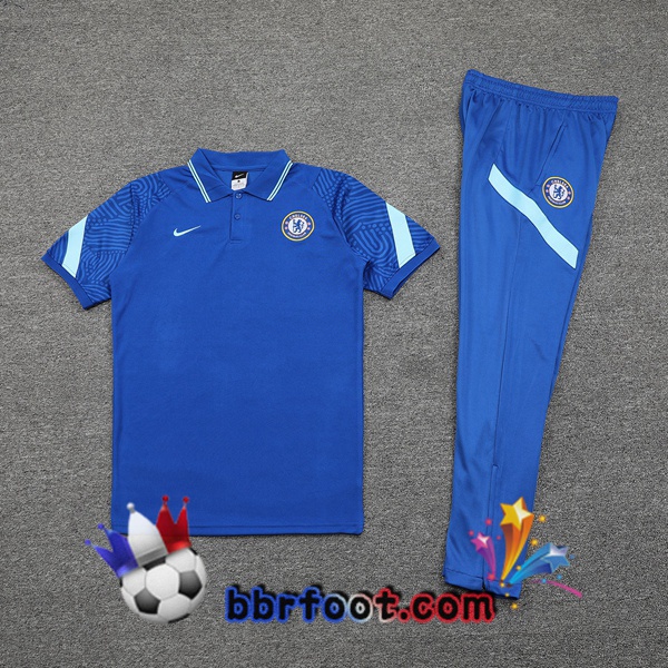 Polo Foot FC Chelsea + Pantalon Bleu 21/22