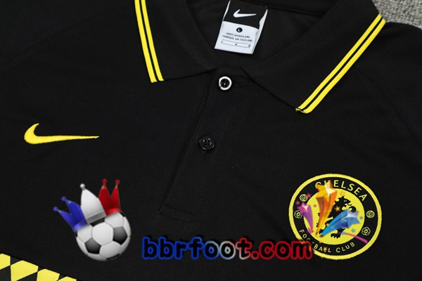 Polo Foot FC Chelsea + Pantalon Noir Jaune 21/22