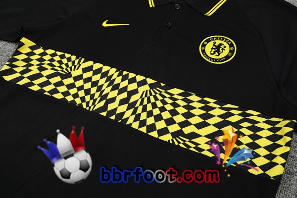 Polo Foot FC Chelsea + Pantalon Noir Jaune 21/22