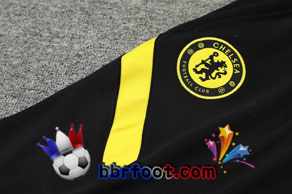 Polo Foot FC Chelsea + Pantalon Noir Jaune 21/22