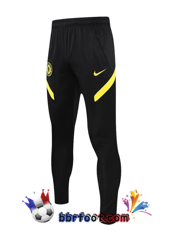 Polo Foot FC Chelsea + Pantalon Noir Jaune 21/22