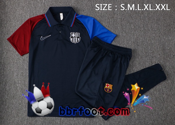 Polo Foot FC Barcelone + Pantalon Bleu Royal 21/22