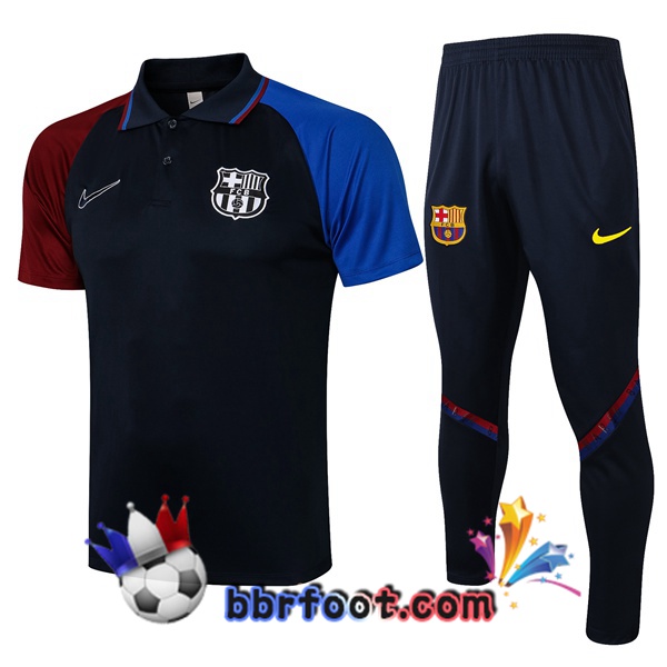 Polo Foot FC Barcelone + Pantalon Bleu Royal 21/22