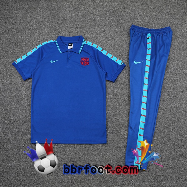 Polo Foot FC Barcelone + Pantalon Bleu 21/22