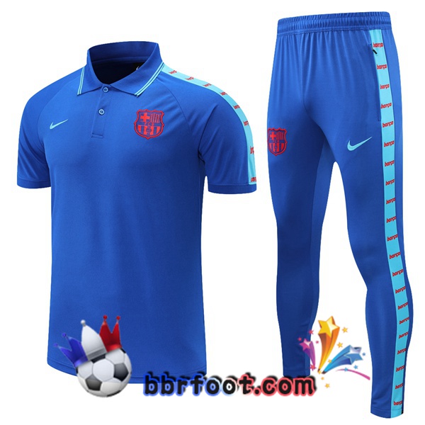 Polo Foot FC Barcelone + Pantalon Bleu 21/22