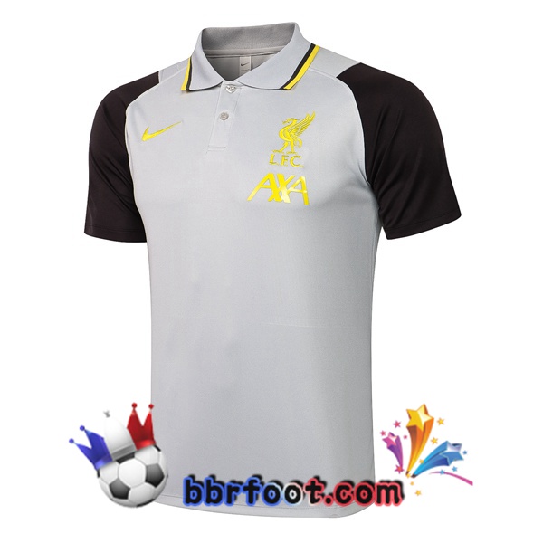 Polo Foot FC Liverpool Gris Noir 21/22