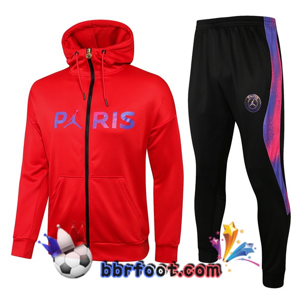 Veste A Capuche Survetement Foot JORDAN Paris PSG Rouge 21/22
