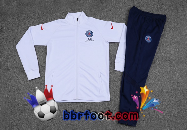 Veste Survetement Foot Paris PSG Blanc 21/22