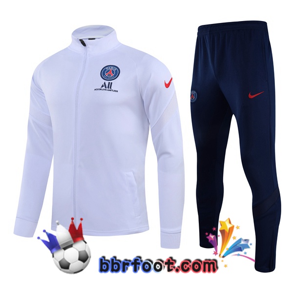 Veste Survetement Foot Paris PSG Blanc 21/22