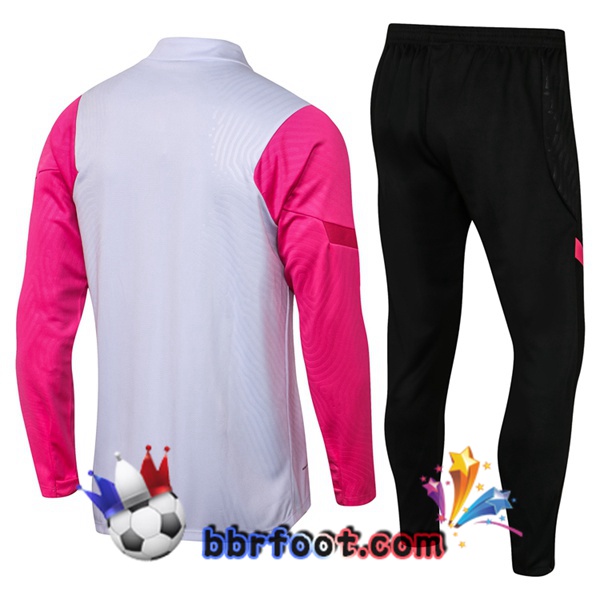 Survetement Foot Paris PSG Jordan Blanc Rose 21/22