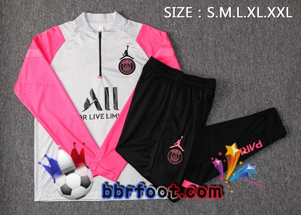 Survetement Foot Paris PSG Jordan Gris Rose 21/22