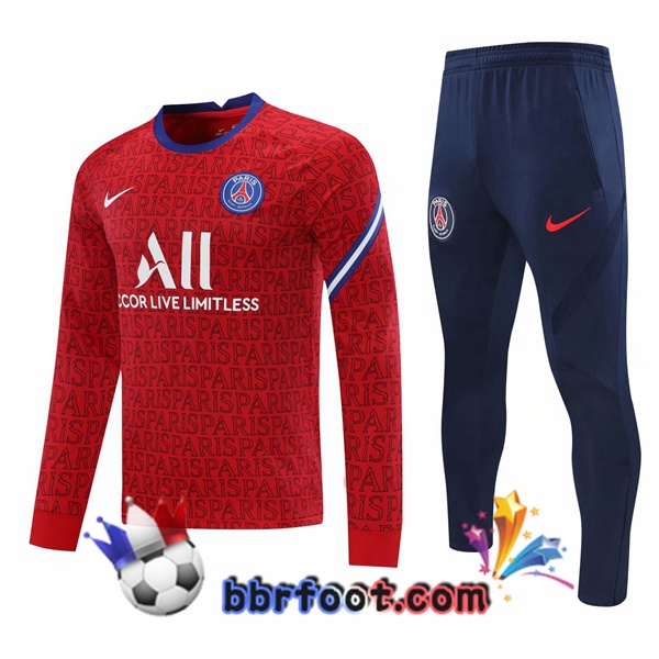 Survetement Foot Paris PSG Rouge 21/22