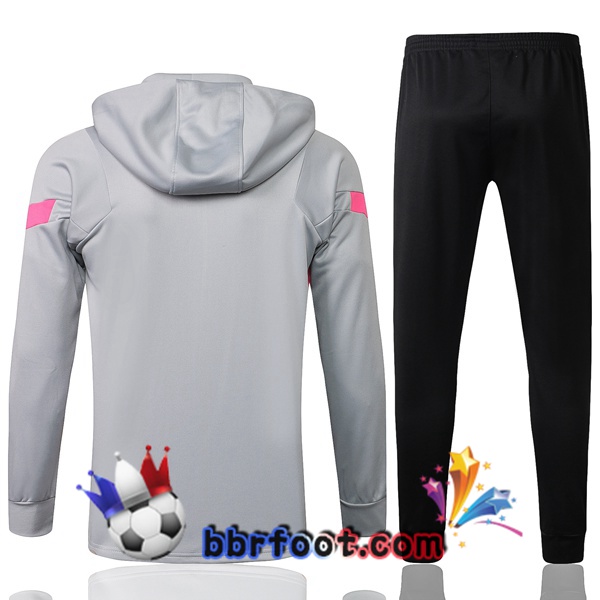 Veste A Capuche Survetement Foot JORDAN Paris PSG Gris Clair 21/22