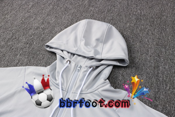 Veste A Capuche Survetement Foot JORDAN Paris PSG Gris Clair 21/22