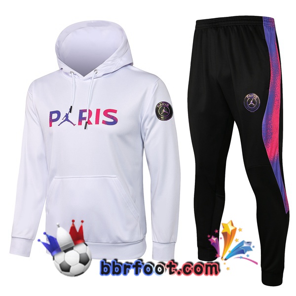 Veste A Capuche Survetement Foot JORDAN Paris PSG Blanc Pourpre 21/22 Veste A Capuche Survetement Foot JORDAN Paris PSG Blanc Pourpre 21/22