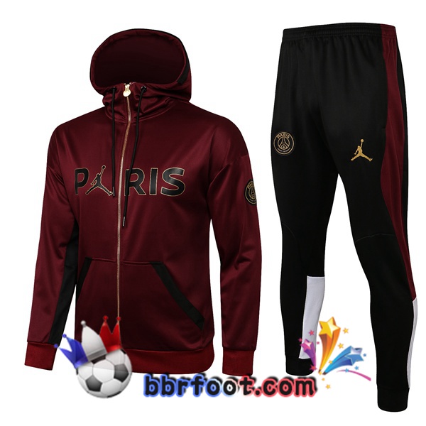 Veste A Capuche Survetement Foot JORDAN Paris PSG Rouge 21/22