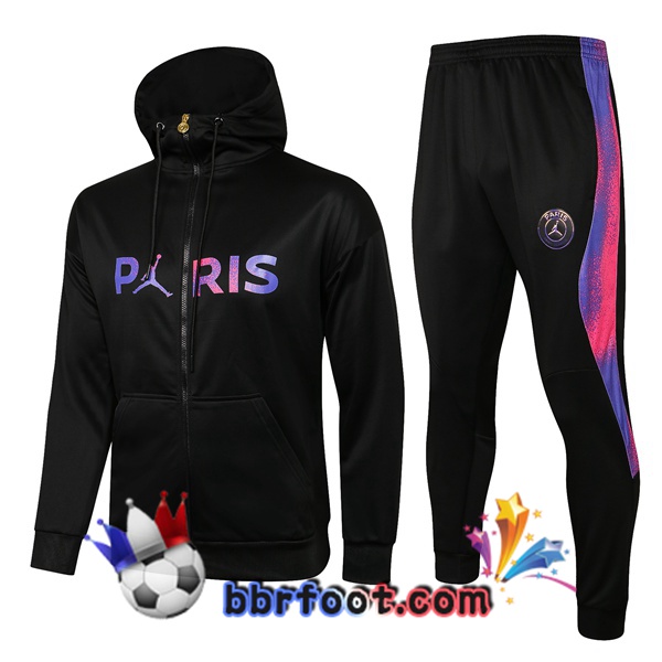 Veste A Capuche Survetement Foot JORDAN Paris PSG Noir Pourpre 21/22