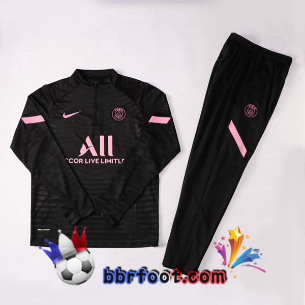 Survetement Foot Paris PSG Noir Rose 21/22