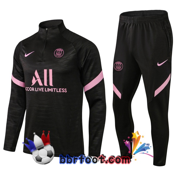 Survetement Foot Paris PSG Noir Rose 21/22