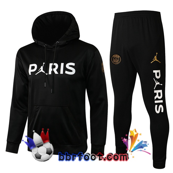 Veste A Capuche Survetement Foot Paris PSG Jordan Noir 21/22