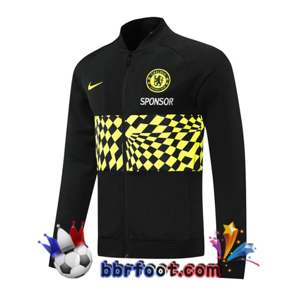 Veste Foot FC Chelsea Jaune Noir 21/22 Veste Foot FC Chelsea Jaune Noir 21/22