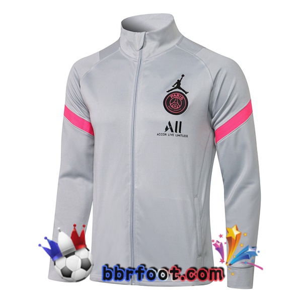 Veste Foot JORDAN Paris PSG Gris Clair 21/22
