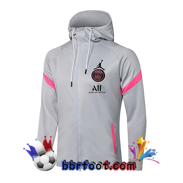 Veste A Capuche JORDAN Paris PSG Gris Clair 21/22