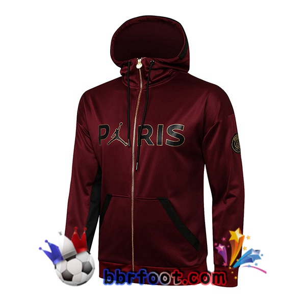 Veste A Capuche JORDAN Paris PSG Rouge 21/22