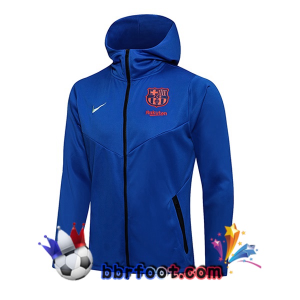 Veste A Capuche FC Barcelone Bleu 21/22 Veste A Capuche FC Barcelone Bleu 21/22