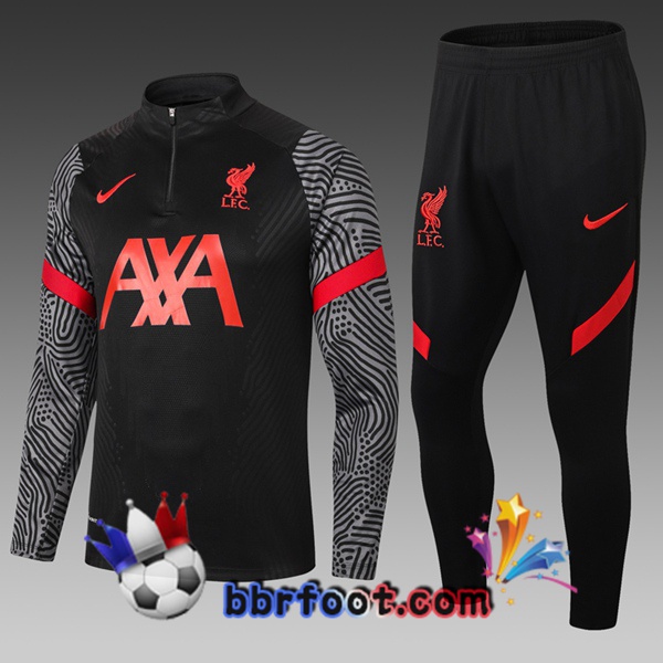 Survetement Foot FC Liverpool Enfant Noir Gris 20/21